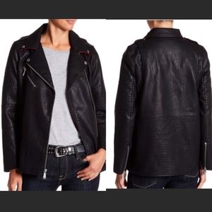 BCBGeneration Long Faux Leather Moto Jacket